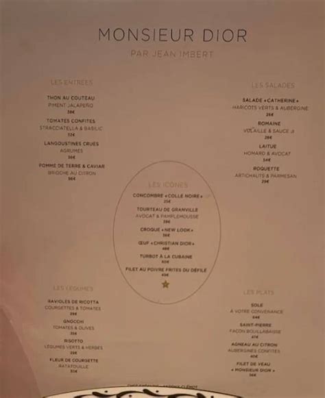 diner dior|monsieur dior menu.